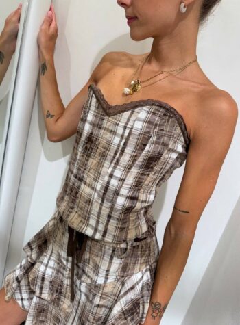 Shop Online Corsetto a quadri beige con pizzo HaveOne
