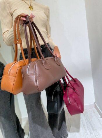 Shop Online Borsa baguette in vera pelle bruciato