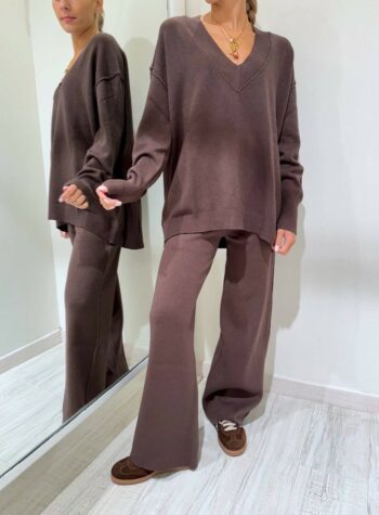 Shop Online Completo in maglia moro pantalone palazzo e maglia HaveOne