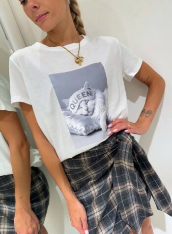 Shop Online T-shirt basic bianca stampa queen Vicolo