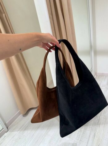 Shop Online Borsa a spalla in camoscio nera