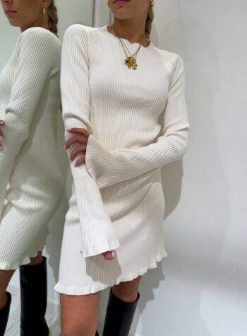 Shop Online Vestito avorio corto in maglia a coste Kontatto