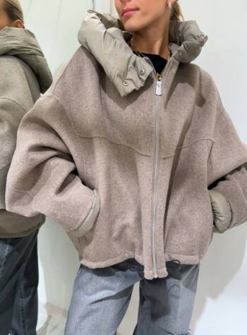 Shop Online Bomber tortora dettaglio piumino HaveOne