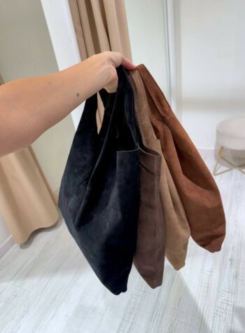 Shop Online Borsa shopper morbida in camoscio nera