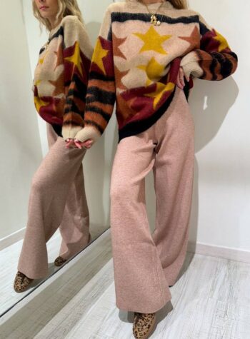 Shop Online Pantalone in maglia rosa melange The Look Archive
