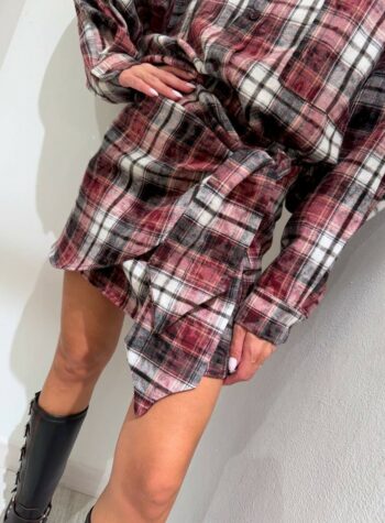Shop Online Minigonna a portafoglio check rossa e bianca Vicolo