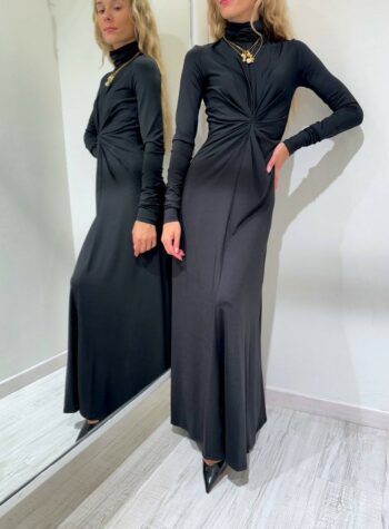 Shop Online Vestito lungo nero con drappeggio Annarita N