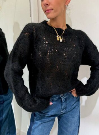 Shop Online Maglione girocollo con trecce nero Kontatto