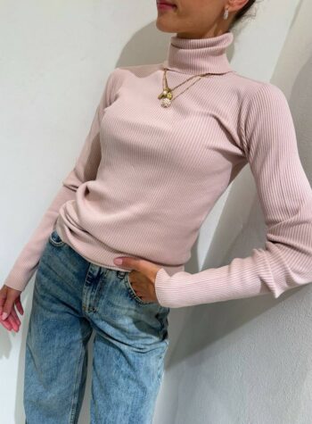 Shop Online Dolcevita a coste rosa pastello in viscosa Kontatto