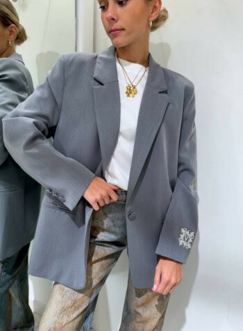 Shop Online Blazer grigio un bottone monogram Vicolo