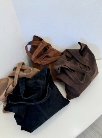 Shop Online Borsa shopper morbida in camoscio moro