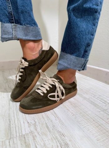 Shop Online Sneakers verde militare in camoscio Ovyè