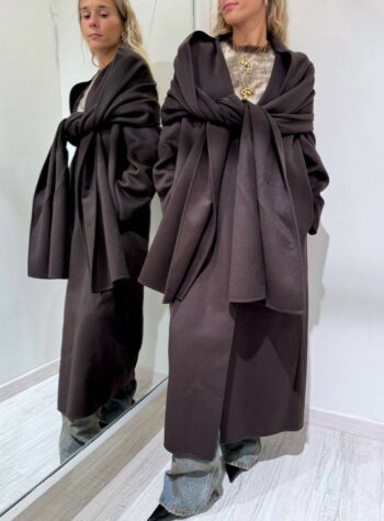 Shop Online Cappotto Hand Made lungo moro con sciarpa Vicolo