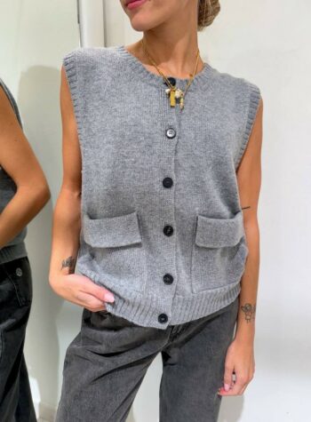Shop Online Gilet in maglia grigio con tasche Vicolo