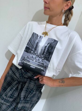 Shop Online T-shirt oversize bianca stampa cani Vicolo