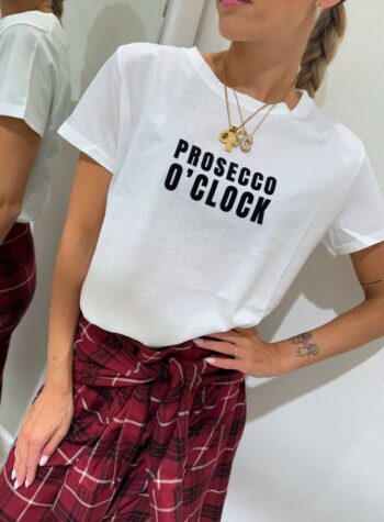 Shop Online T-shirt basic bianca con stampa scritta in velluto Vicolo
