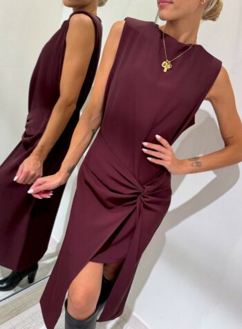Shop Online Vestiti midi bordeaux con nodo Susy Mix