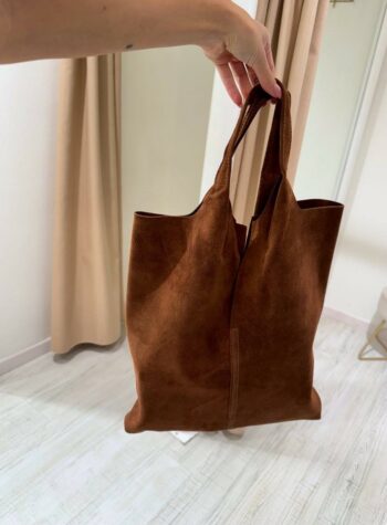 Shop Online Borsa shopper morbida in camoscio bruciato