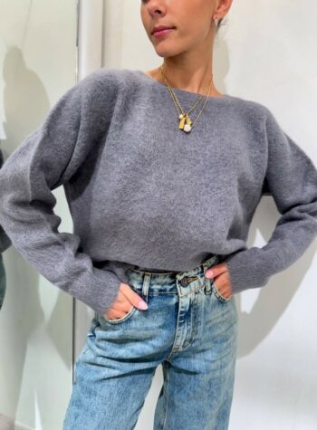 Shop Online Maglione girocollo manica raglan grigio Kontatto