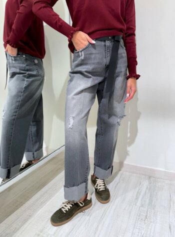 Shop Online Jeans Mandy grigio con cintura