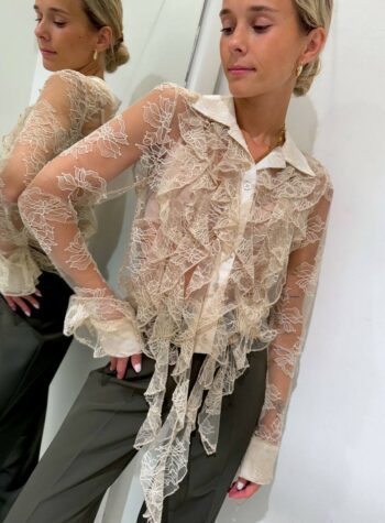 Shop Online Camicia in pizzo nude con rouches Kontatto