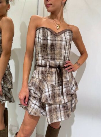 Shop Online Minigonna a quadri beige con cintura HaveOne