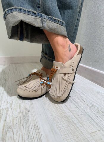 Shop Online Sabot Caribe tortora con frange Taji