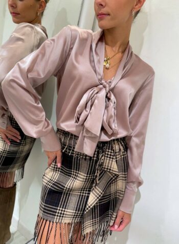 Shop Online Blusa rosa in seta con fiocco Souvenir