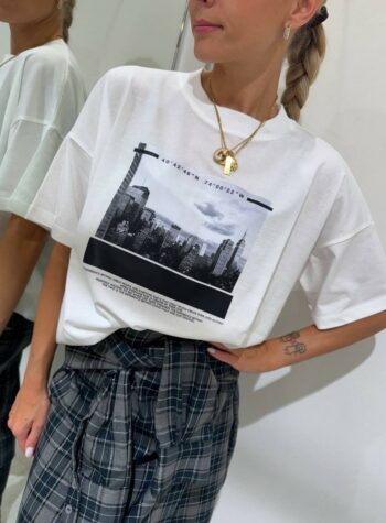 Shop Online T-shirt oversize bianca stampa città Vicolo