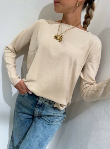 Shop Online Maglia beige con spacchi laterali Kontatto