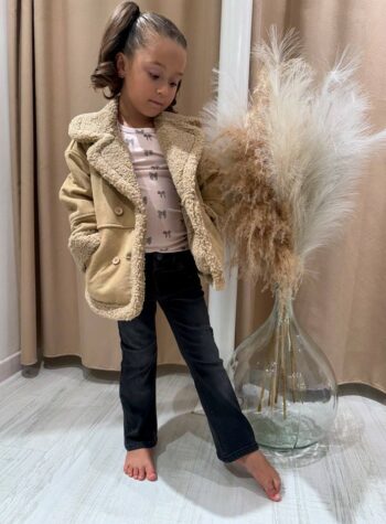 Shop Online Giubbotto montone biege con pelliccia Lil' Atelier