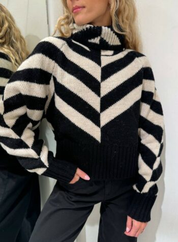 Shop Online Maglione jacquard panna e nero The Loom Archive