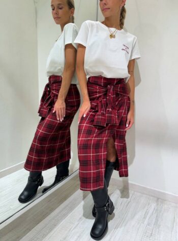 Shop Online Longuette check rossa con nodo camicia Vicolo