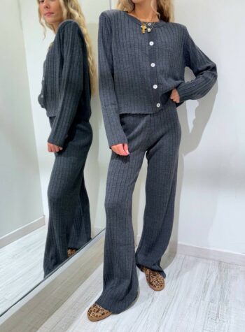 Shop Online Pantalone in maglia a costine antracite The Loom Archive