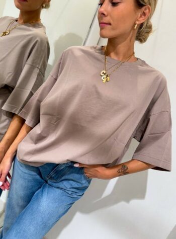 Shop Online T-shirt oversize tortora girocollo HaveOne