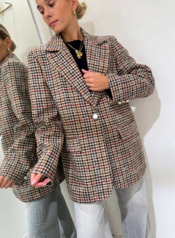 Shop Online Blazer beige pied de poule bottone gioiello Vicolo