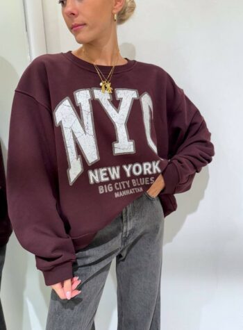 Shop Online Felpa oversize bordeaux NYC Vicolo