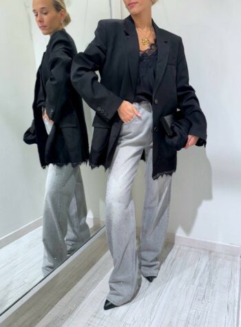 Shop Online Blazer nero un bottone con pizzo Vicolo