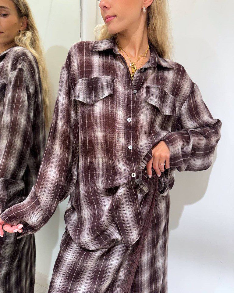 Camicia A Quadri In Flanella Brandit Donna - Maniche Lunghe, Tasconi, 100% Cotone, Taglio Dritto