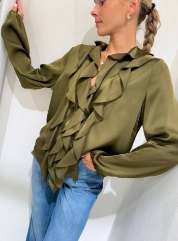 Shop Online Camicia scollo v olio con rouches HaveOne