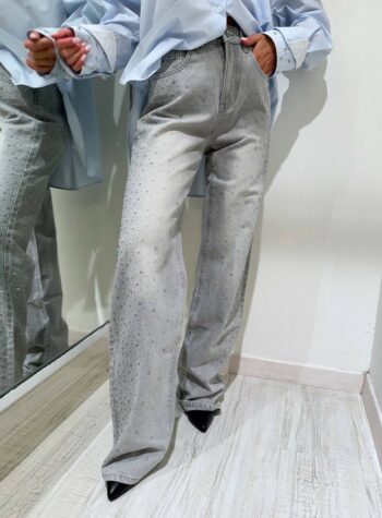 Shop Online Jeans Aurora grigio con strass Vicolo