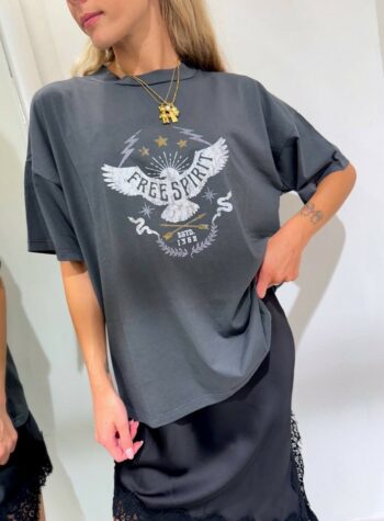 Shop Online T-shirt oversize stampa "Free Spirit" Vicolo