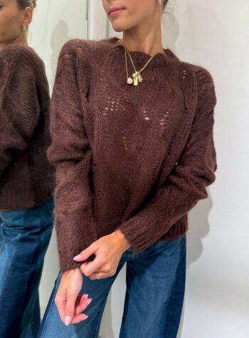 Shop Online Maglione girocollo con trecce moro Kontatto