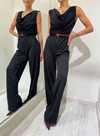 Shop Online Tuta lunga elasticizzata scollo gronda nera Vicolo