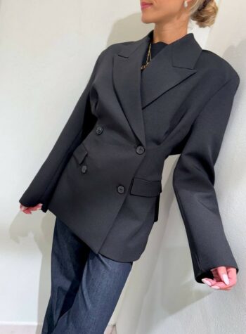 Shop Online Blazer nero doppiopetto con cannoni Vicolo