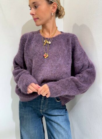 Shop Online Maglione girocollo melanzana con cut out Souvenir