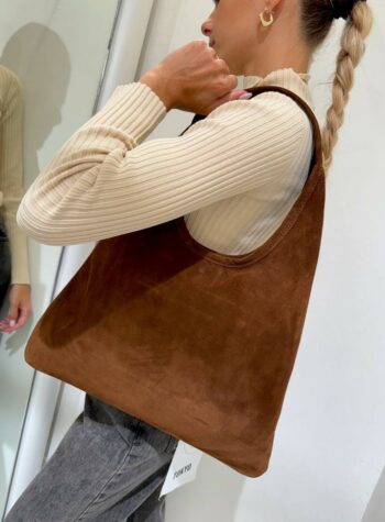 Shop Online Borsa a spalla in camoscio bruciato