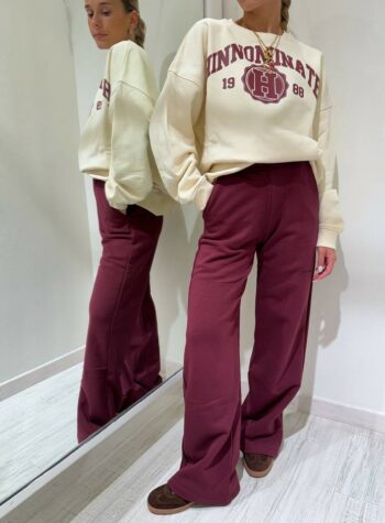 Shop Online Pantalone in felpa bordeaux palazzo Hinnominate