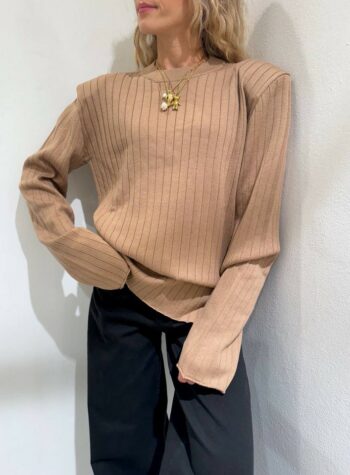 Shop Online Maglia oversize cammello a costine The Loom Archive