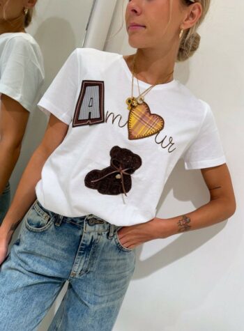 Shop Online T-shirt bianca ricamo Amour Kontatto